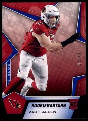 Zach Allen football card from Panini Rookies 2019 Rookie Blue /49 Cardinals