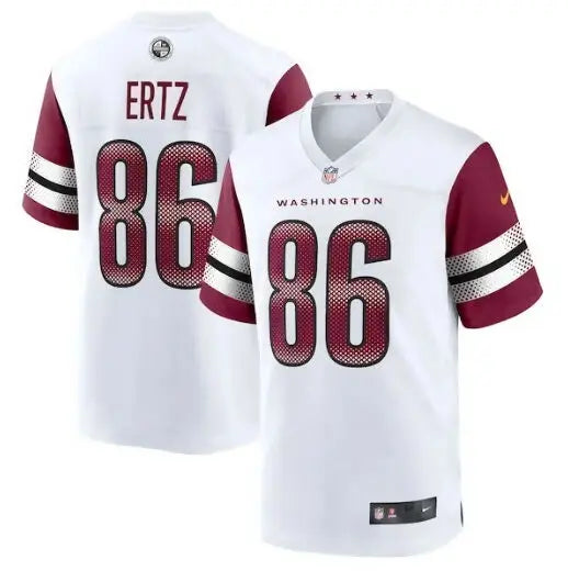 White and burgundy Zach Ertz Washington Commanders Nike game jersey with number 86