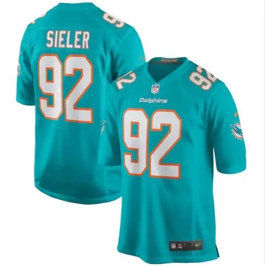 Zach Sieler Miami Dolphins Nike Game Jersey in Aqua displayed for fans