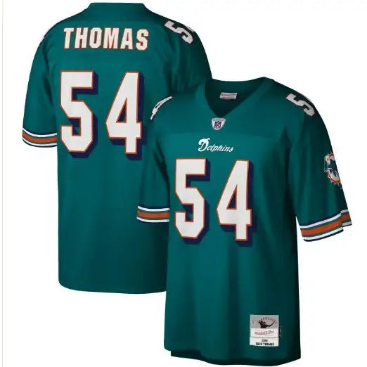 Teal Zach Thomas Miami Dolphins Legacy Replica Jersey with number 54 front view