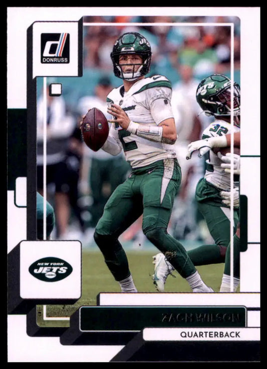 Zach Wilson football card from 2022 Donruss series featuring New York Jets player