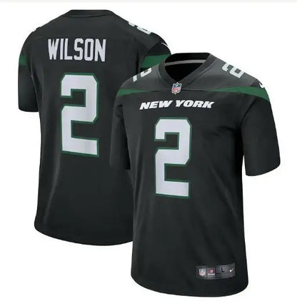 Black Zach Wilson New York Jets Nike Alternate Game Jersey featuring jersey number 2