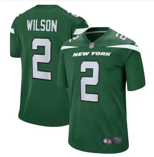 Two green New York Jets Nike alternate game jerseys with number 2 for Zach Wilson