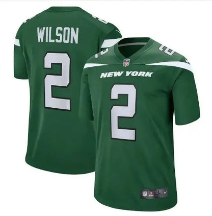 Two green New York Jets Nike alternate game jerseys with number 2 for Zach Wilson