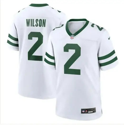 White and green Zach Wilson New York Jets Nike Alternate Game Jersey with number 2