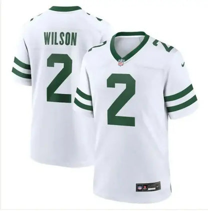White and green Zach Wilson New York Jets Nike Alternate Game Jersey with number 2