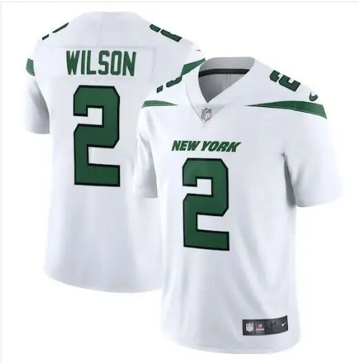 White New York Jets Nike Vapor Limited jersey with green accents featuring Zach Wilson