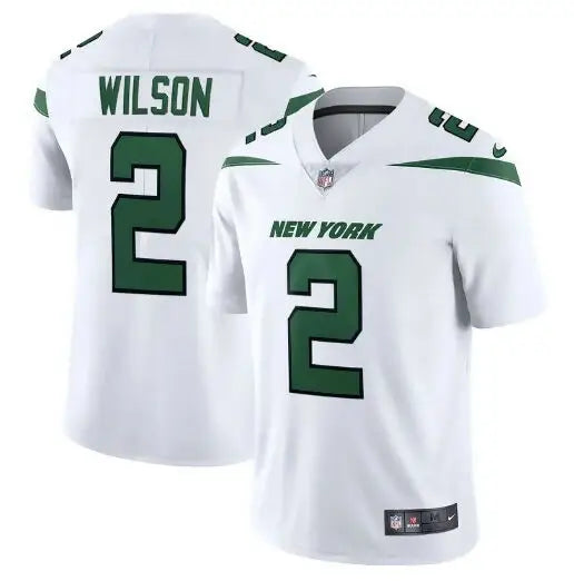 White Zach Wilson New York Jets Nike Vapor Limited jersey with number 2