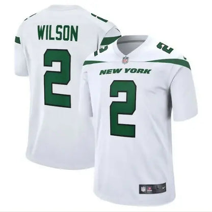 White New York Jets Nike football jersey featuring Zach Wilson, Nike White Game style