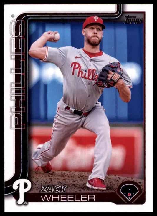 Zack Wheeler 2025 Topps #218 Philadelphia Phillies baseball card featuring zack wheeler