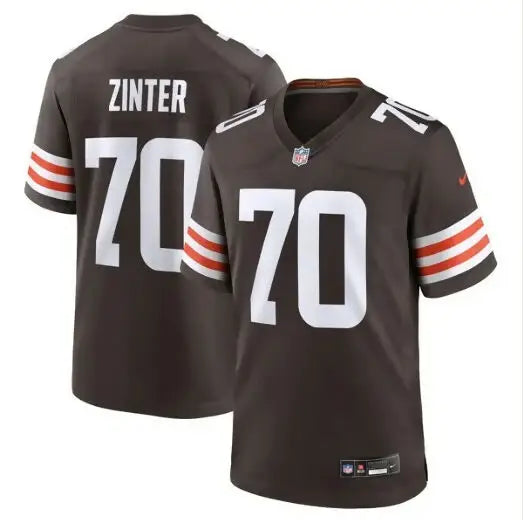 Brown Cleveland Browns Nike Team Game Jersey with white numbers and name