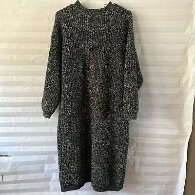 Textured black and white knit sweater dress for women size small by Zara