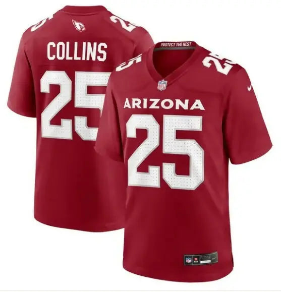 Red Arizona Cardinals Zaven Collins Nike home game jersey with 25 on front and back