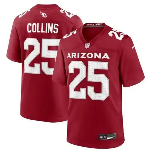 Red Arizona Cardinals football jersey featuring Zaven Collins Nike Home Game design