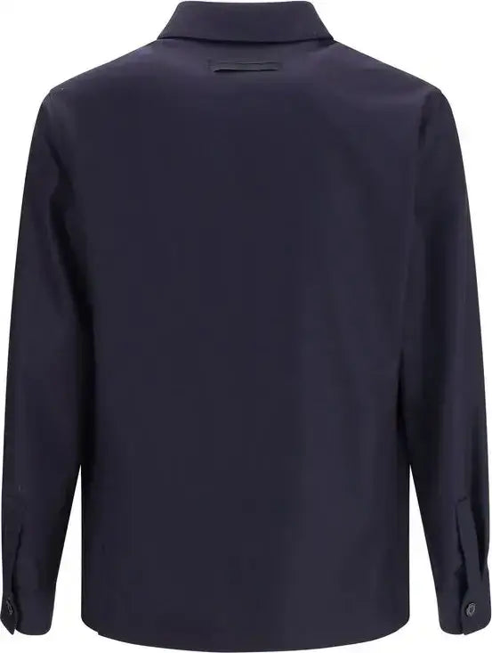 Dark blue long-sleeved collared shirt from ZEGNA Alpe Wool Chore Jacket collection