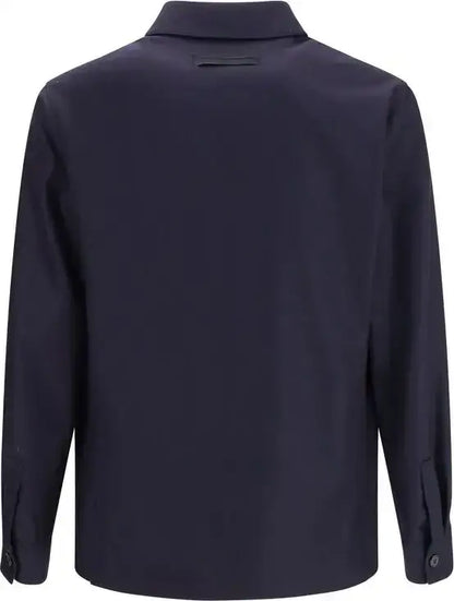 Dark blue long-sleeved collared shirt from ZEGNA Alpe Wool Chore Jacket collection