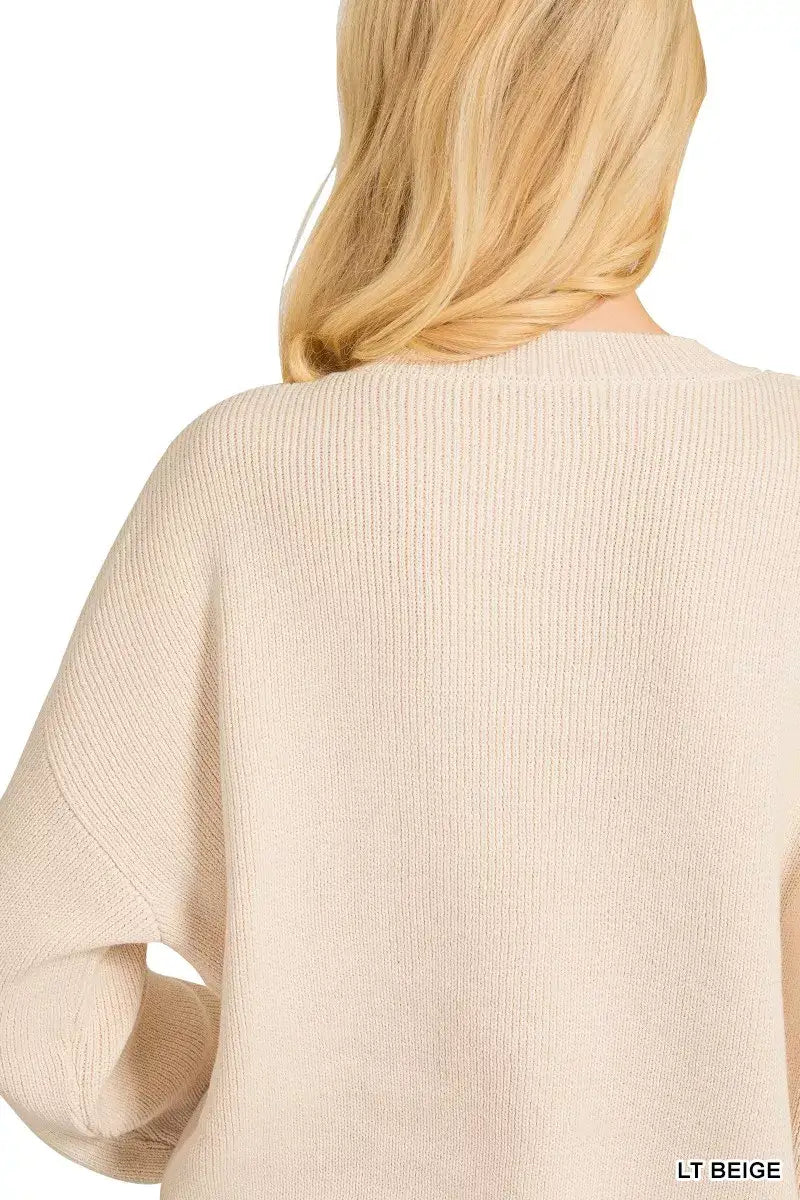 Zenana American Flag Crew Neck Sweater