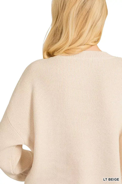 Zenana American Flag Crew Neck Sweater