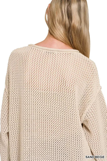 Zenana American Flag Crew Neck Sweater - Flag Crew Neck Sweater