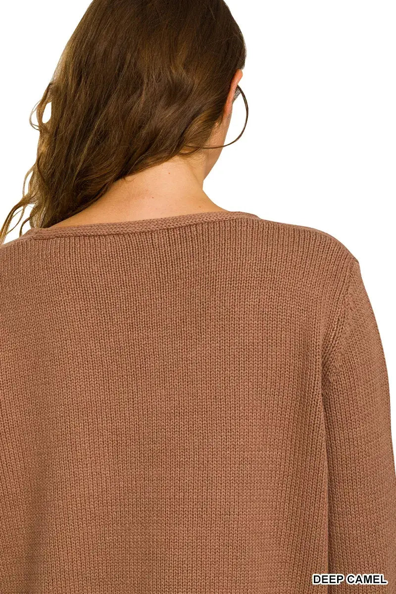 Zenana Beach V Neck Sweater
