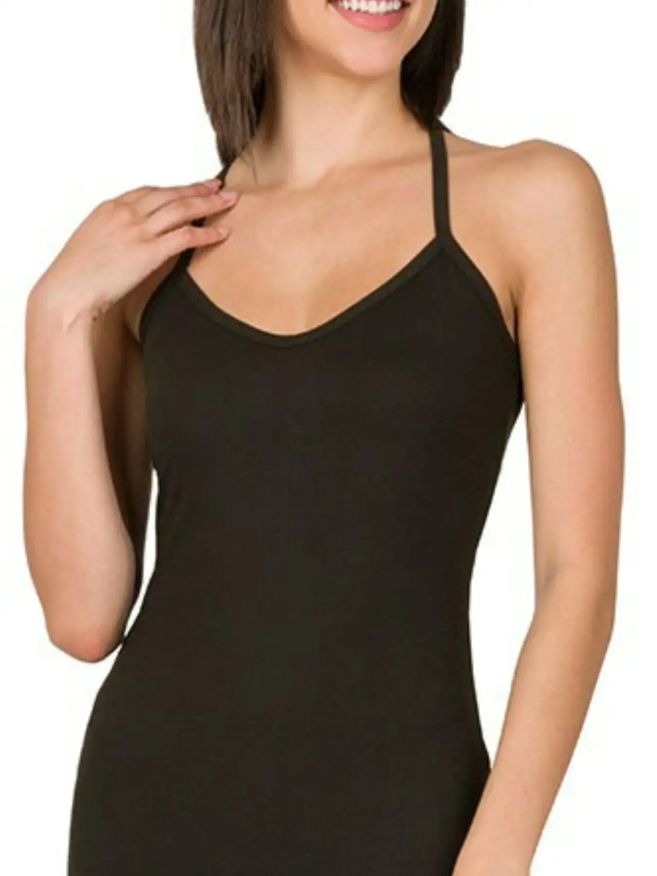 Zenana Brushed Dty Thin Strap Racerback V-Neck Maxi Dress - Racerback V-Neck Maxi Dress