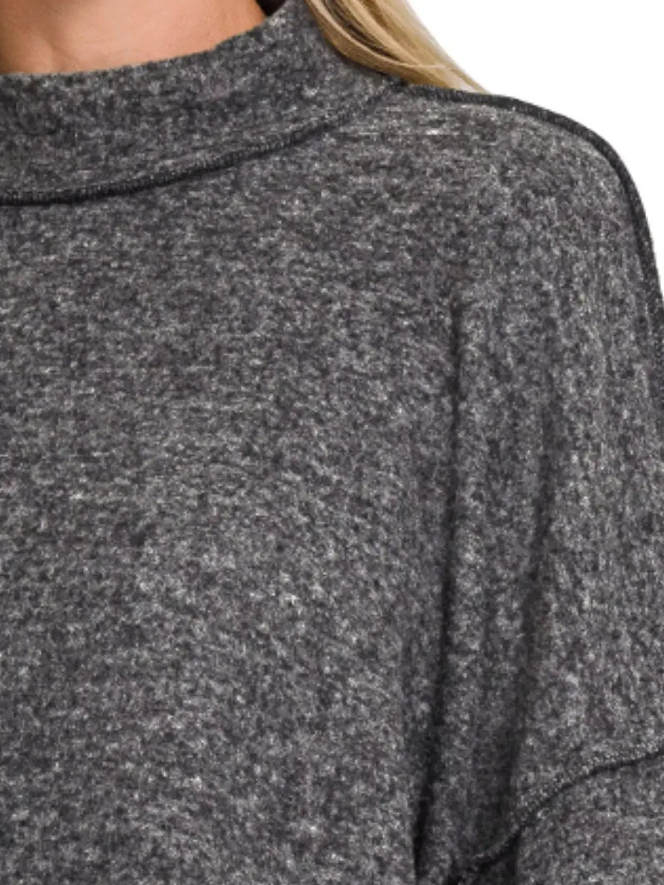 Zenana Brushed Melange Hacci Cropped Sweater