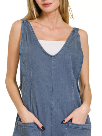 Zenana Casual Adjustable Strap Baggy Jumpsuit With Pocket