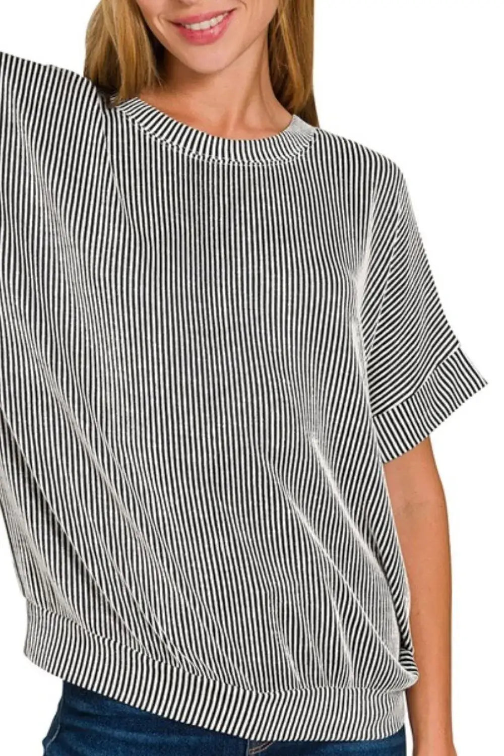Zenana Corded Rib Short Sleeve T-Shirt