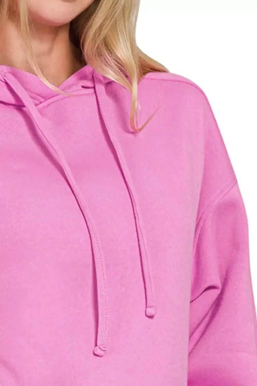 Zenana Drawstring Relaxed Fit Fleece Hoodie - Fit Fleece Hoodie