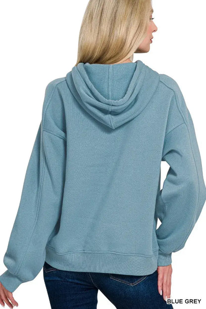 Zenana Drawstring Relaxed Fit Fleece Hoodie - Fit Fleece Hoodie