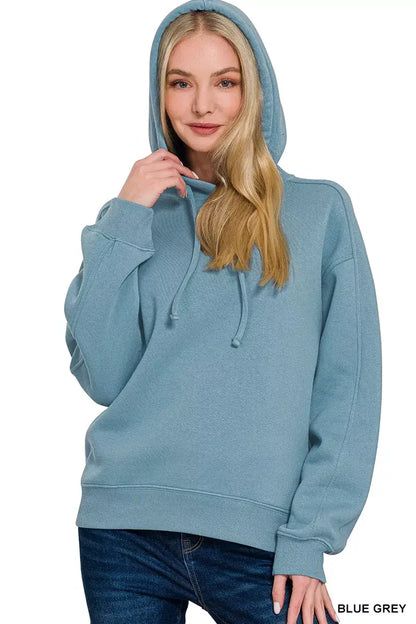 Zenana Drawstring Relaxed Fit Fleece Hoodie - Fit Fleece Hoodie