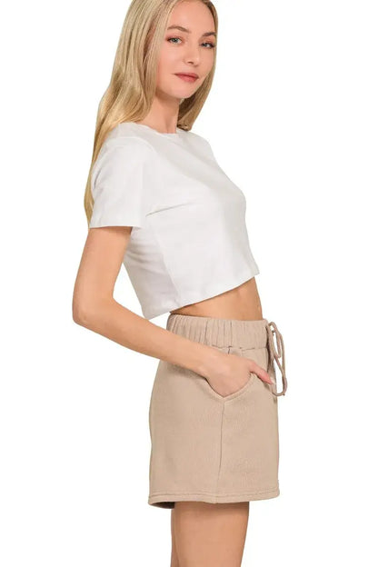 Zenana Fleece Long Sleeve Sweatshirts & Shorts Set