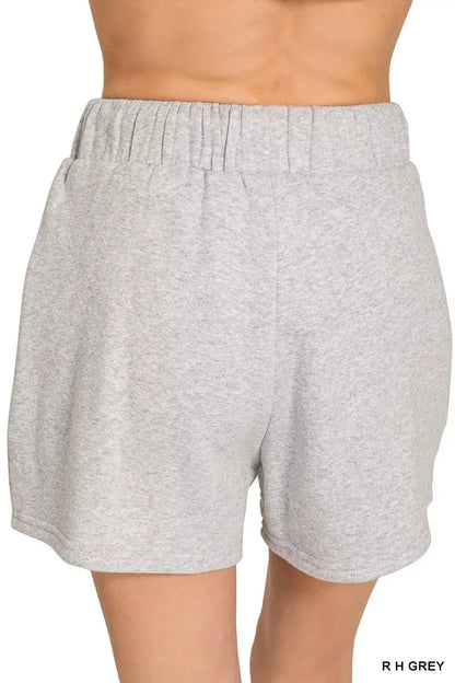 Zenana Fleece Long Sleeve Sweatshirts & Shorts Set