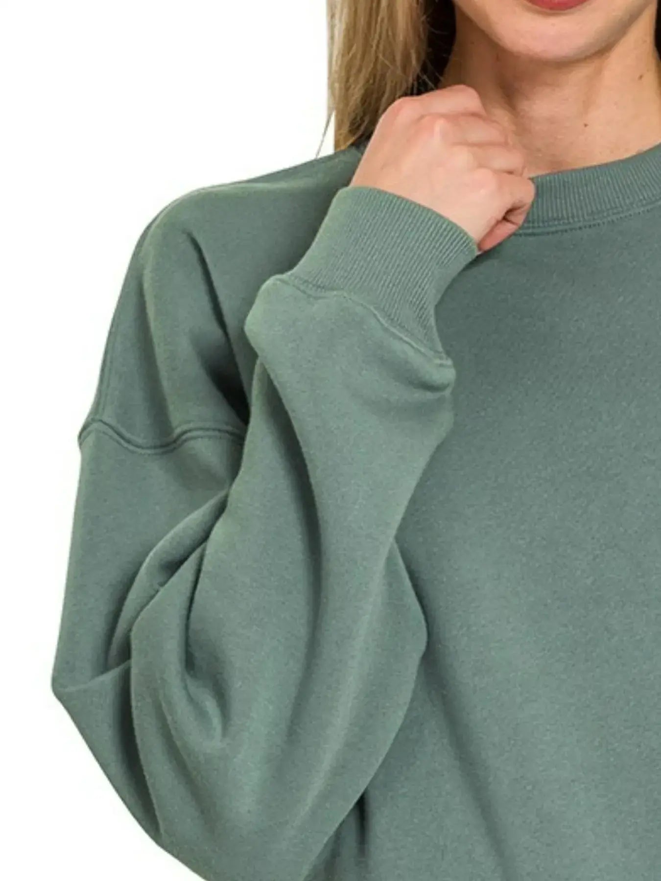 Zenana Fleece Round Neck Sweatshirts - Neck Sweatshirts