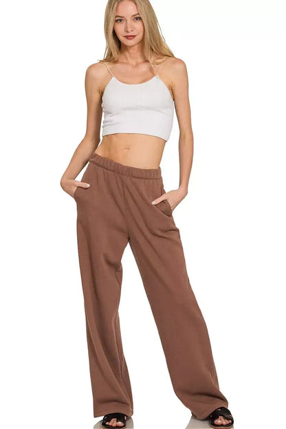 Zenana Fleece Sweatpant with Pockets - Fleece Sweatpant with Pockets