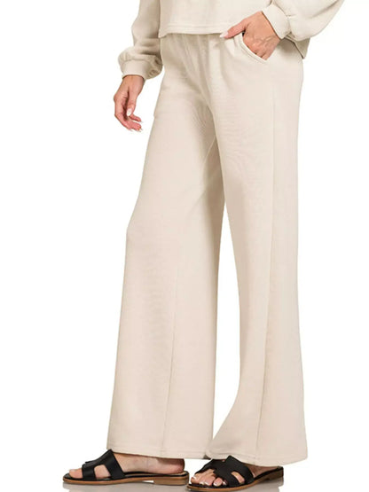 Zenana French Rib Pullover and Pants Set