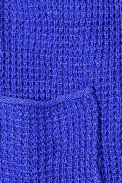 Royal blue knit fabric with openwork pattern and horizontal seam for Zenana cardigan