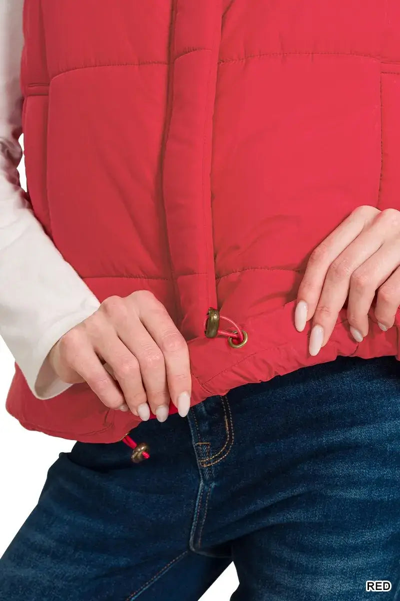 Zenana High Neck Zip-Up Vest Coat