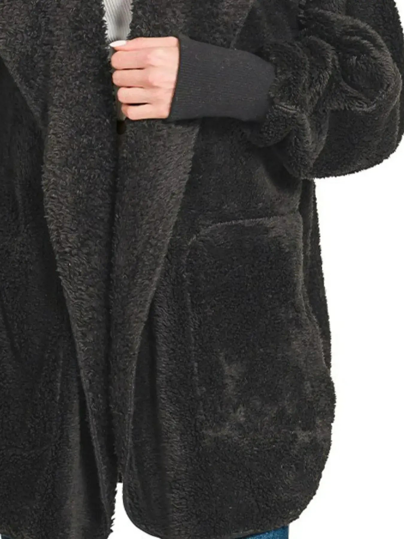 Zenana Hooded Faux Fur Jacket with Pockets - Fur Jacket with Pockets