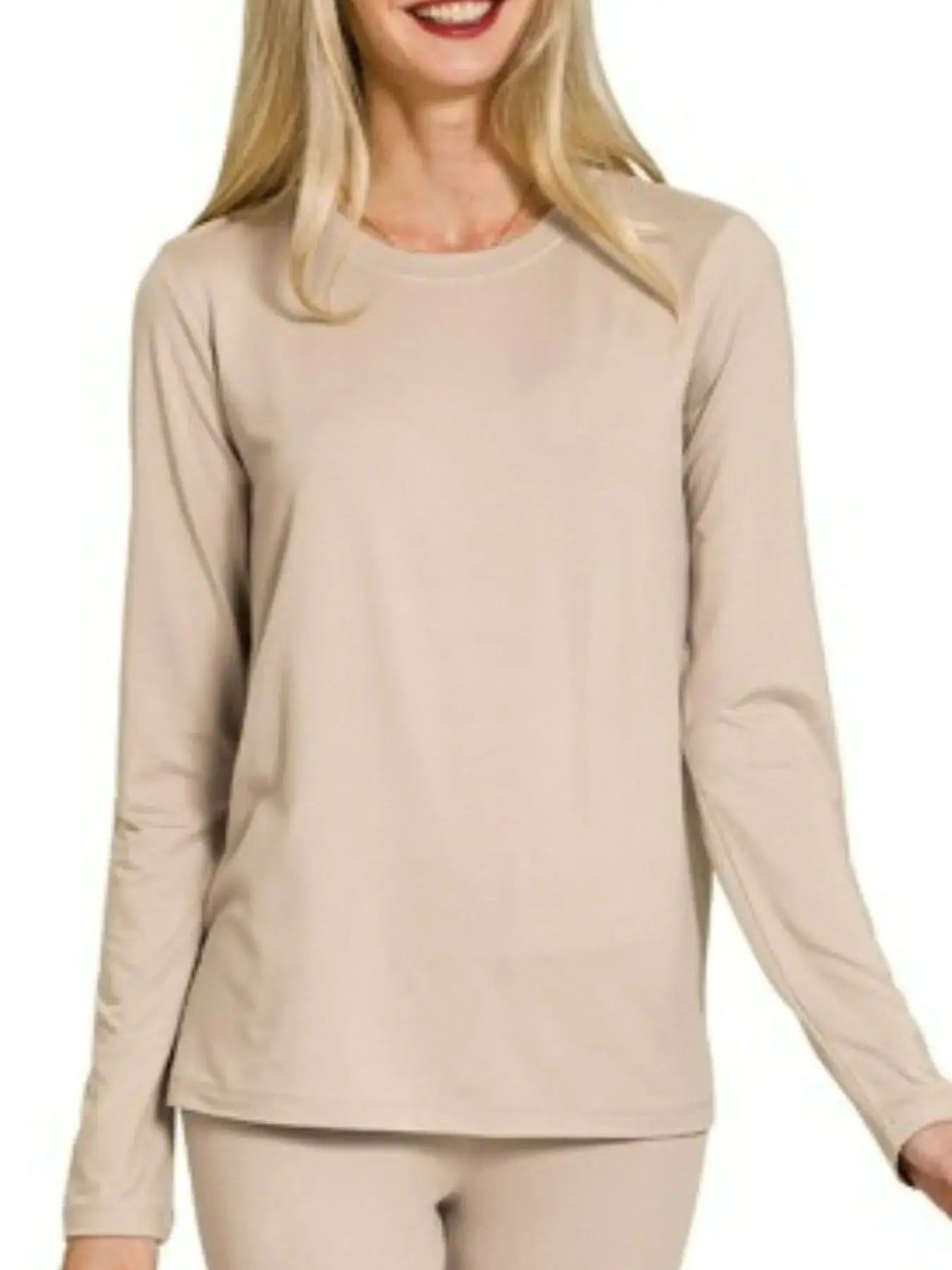 Zenana Microfiber Round Neck Top and Leggings Set - Neck Top and Leggings Set