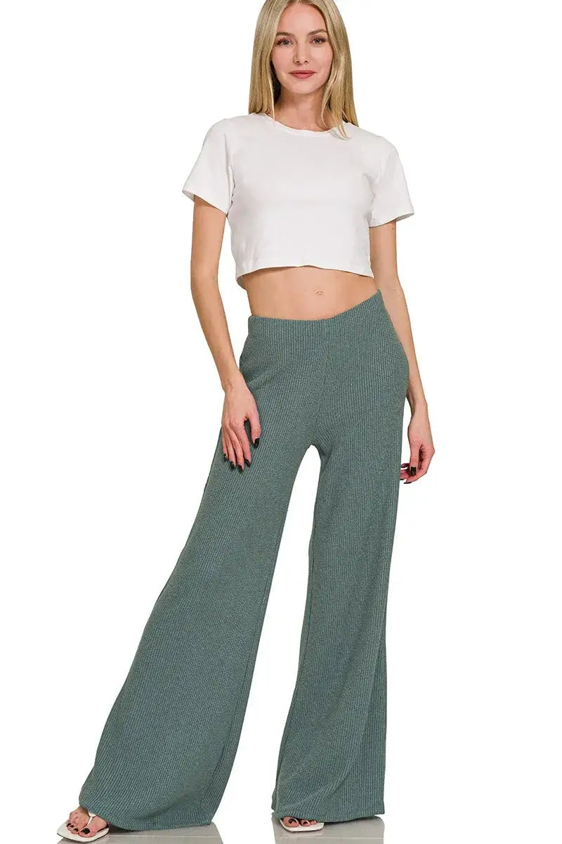 Zenana Mock Neck Top and Pants Sweater Set - Top and Pants Sweater Set