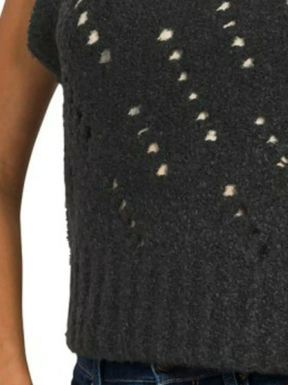 Zenana Openwork Textured Wool Sweater Vest