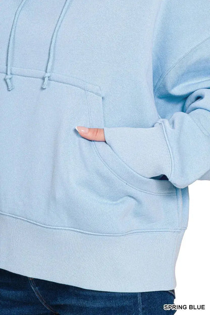 Zenana Oversized Fleece Kangaroo Pocket Hoodie - Kangaroo Pocket Hoodie