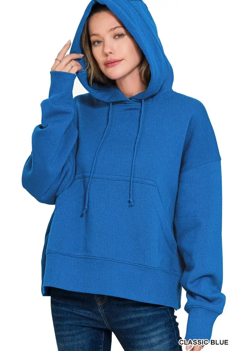 Zenana Oversized Fleece Kangaroo Pocket Hoodie