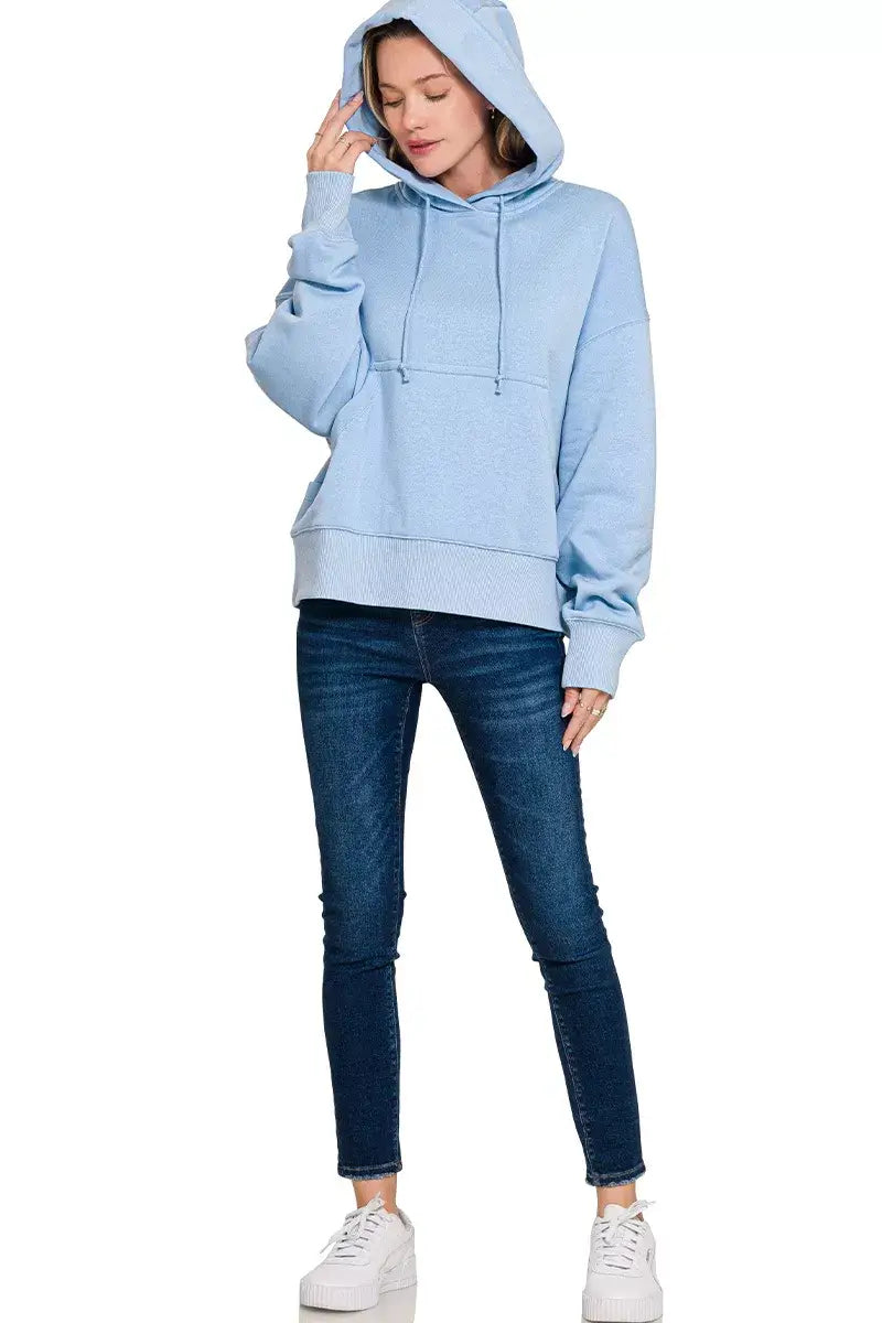 Zenana Oversized Fleece Kangaroo Pocket Hoodie - Kangaroo Pocket Hoodie