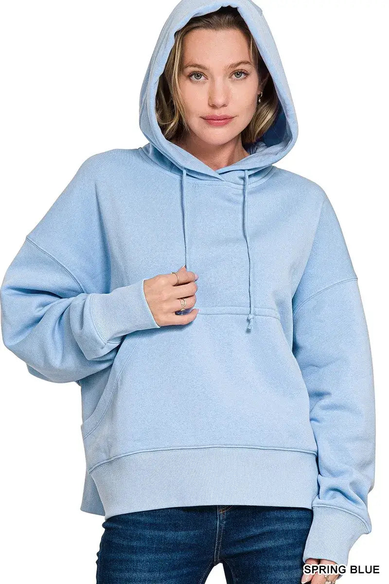 Zenana Oversized Fleece Kangaroo Pocket Hoodie - Kangaroo Pocket Hoodie