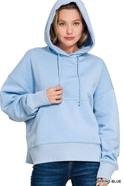Zenana Oversized Fleece Kangaroo Pocket Hoodie - Kangaroo Pocket Hoodie