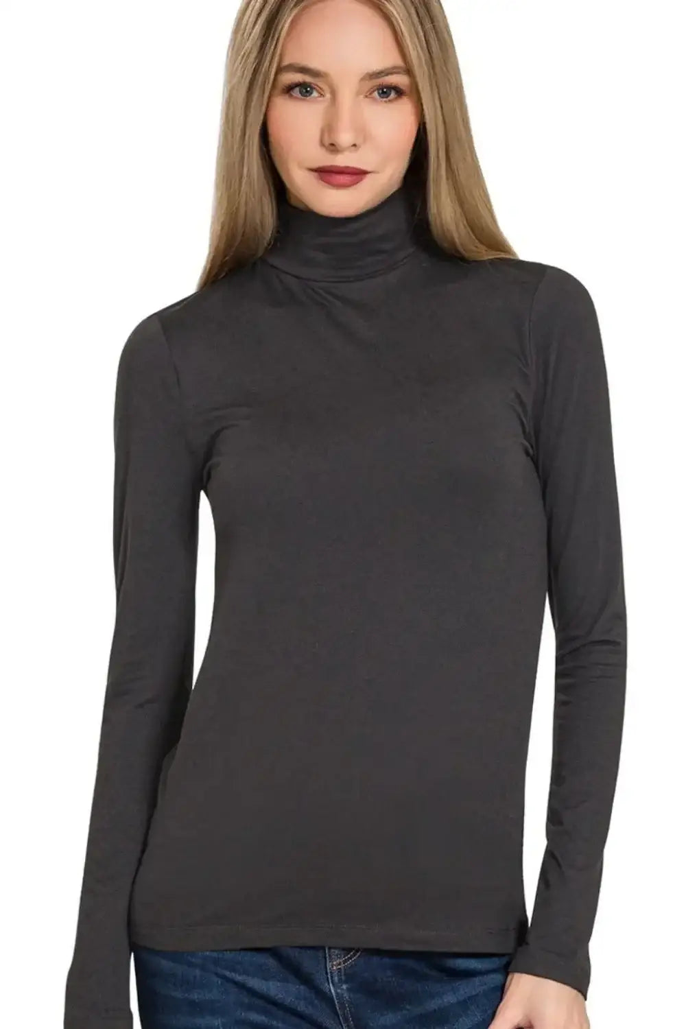 Zenana Premium Microfiber Mock Neck Top - BLACK / S - Mock Neck Top