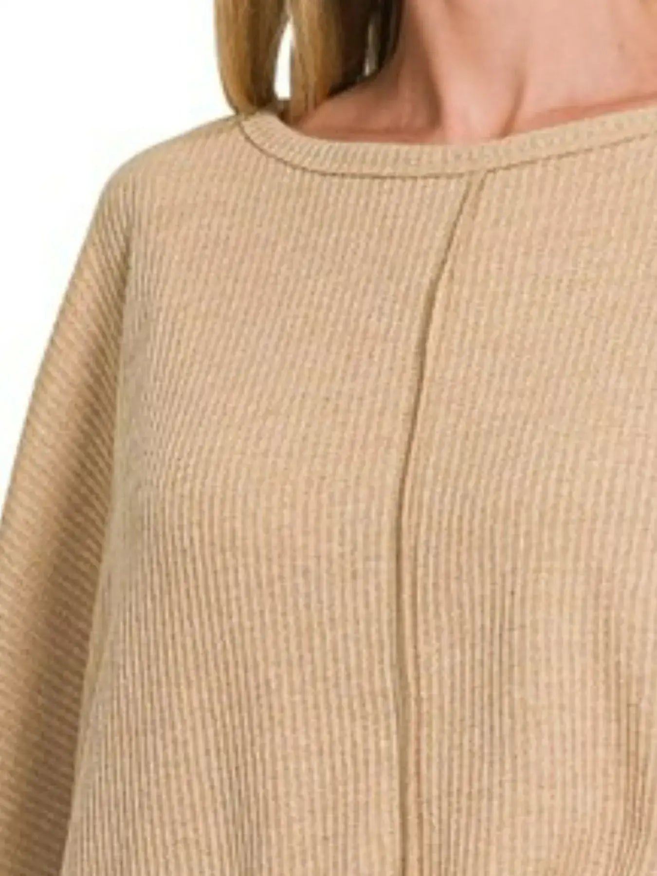 Zenana Ribbed Center Seam Dolman Sleeve Hi Low Sweater - Sleeve Hi Low Sweater