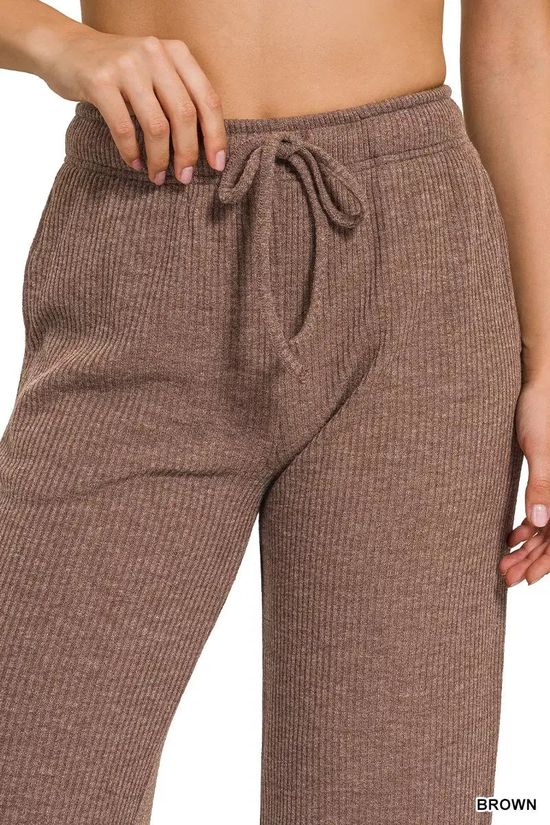 Zenana Ribbed Drawstring Lounge Pants
